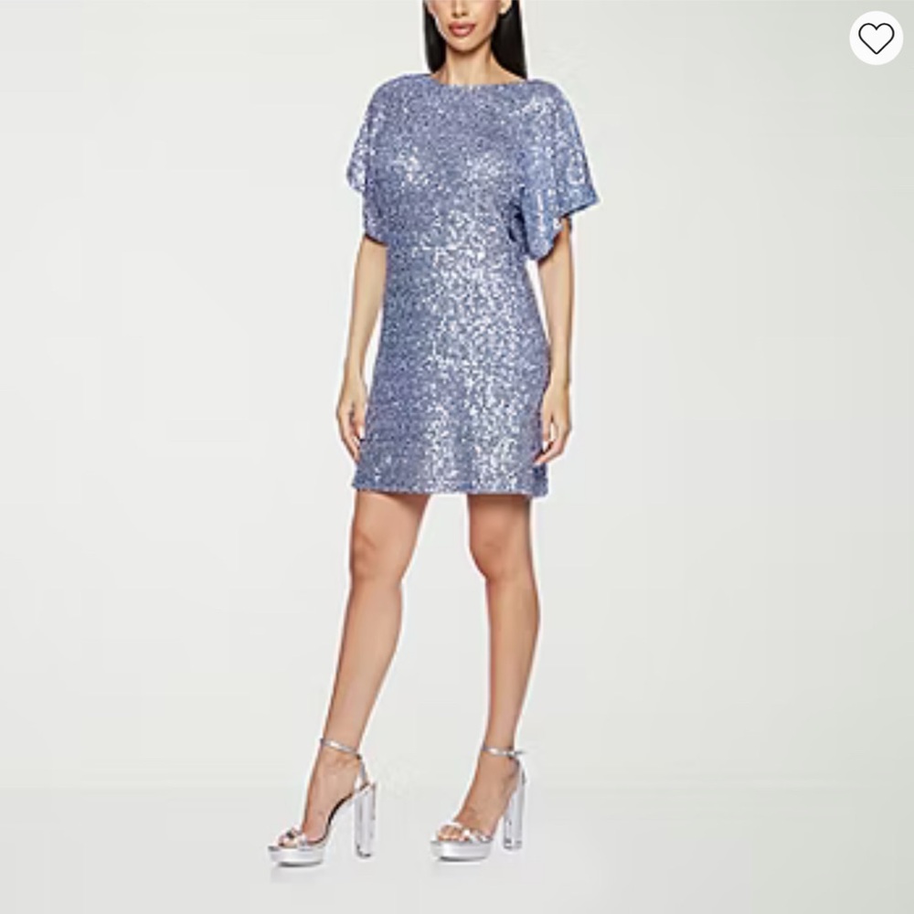 NWT Premier Amour Womens Short Sleeve Sequin Sheath Dress Size 6